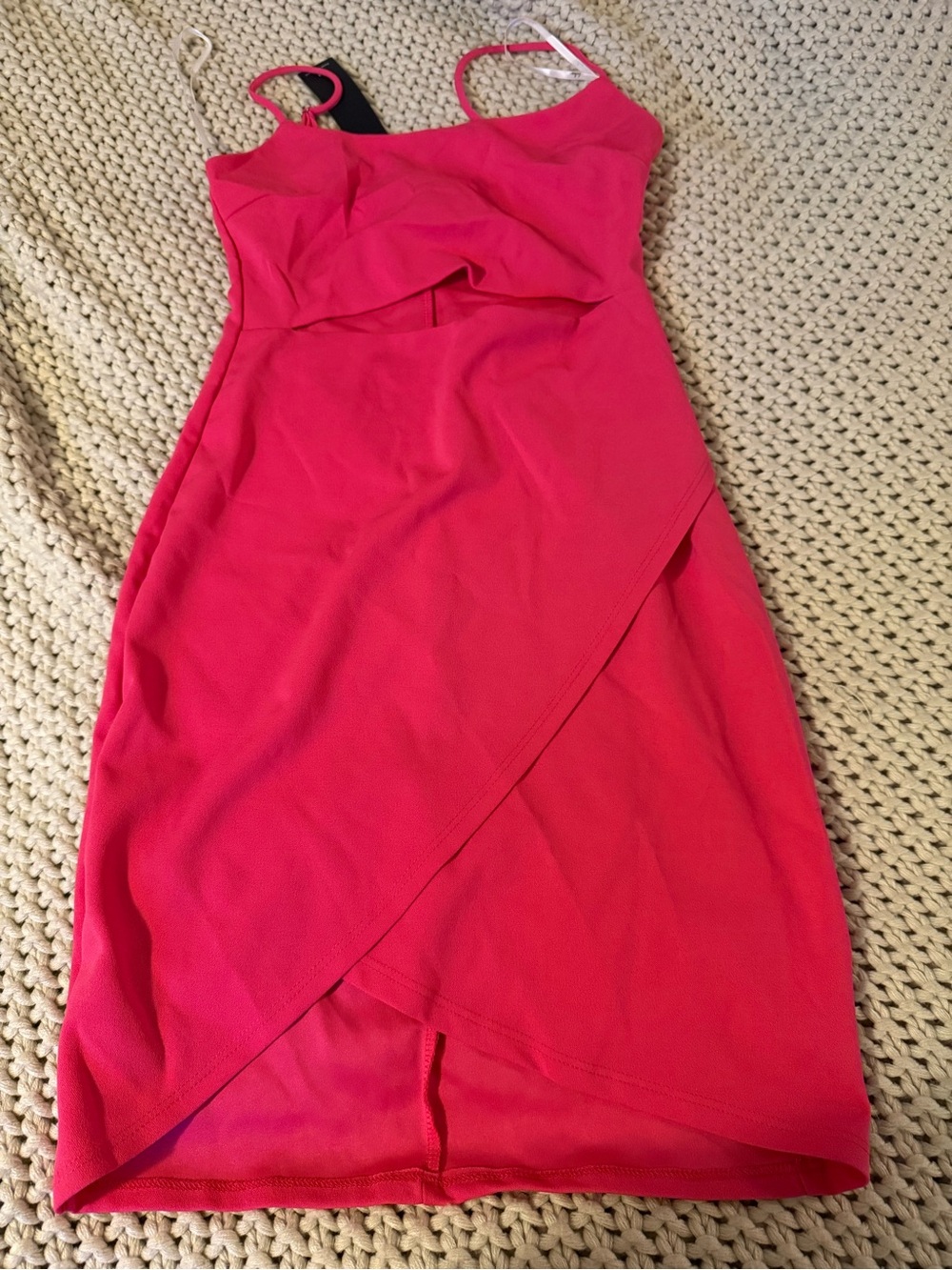 Lulu's Hot Pink Spaghetti Strap Wrap-Style Mini Dress